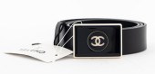 CHANEL LEATHER BELT W BAKELITE