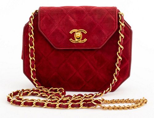 CHANEL MINI QUILTED RED SUEDE