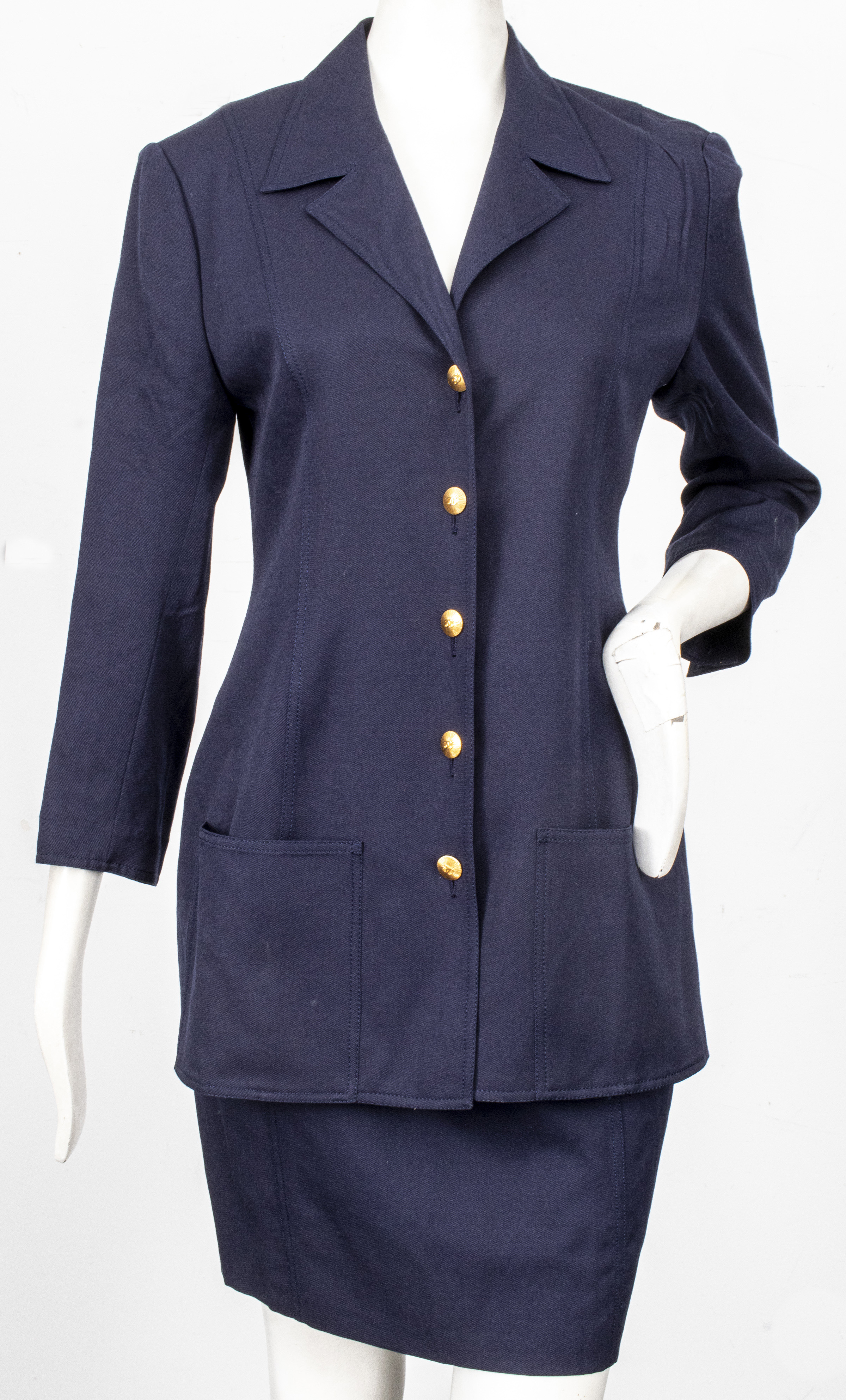 CHANEL NAVY BLUE SKIRT SUIT