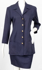 CHANEL NAVY BLUE SKIRT SUIT Ch