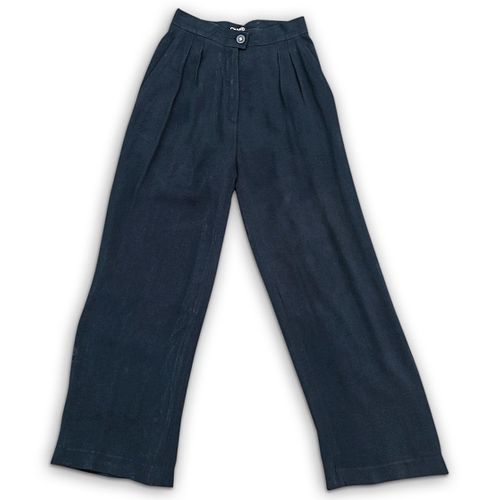 CHANEL NAVY SILK CREPE STRAIGHT LEG