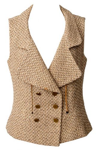 CHANEL O1P TWEED AND SILK VEST,