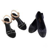 CHANEL PEARL TRIM SANDALS AND