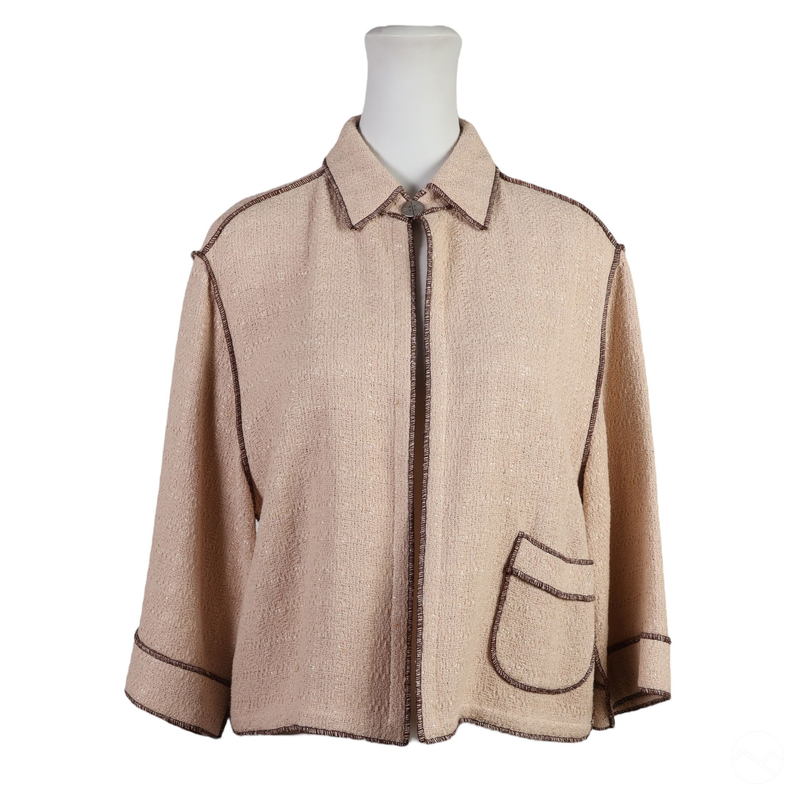 CHANEL PINK BROWN TRIM COTTON TWEED