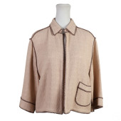 CHANEL PINK BROWN TRIM COTTON