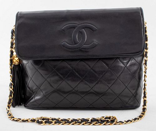 CHANEL QUILTED BLACK LAMBSKIN
