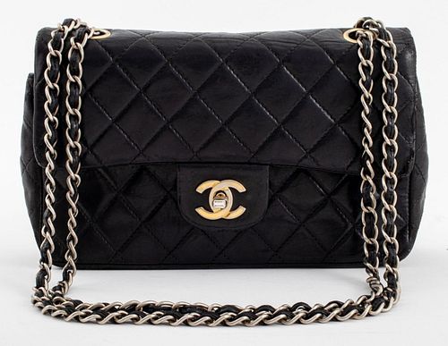 CHANEL QUILTED BLACK LEATHER