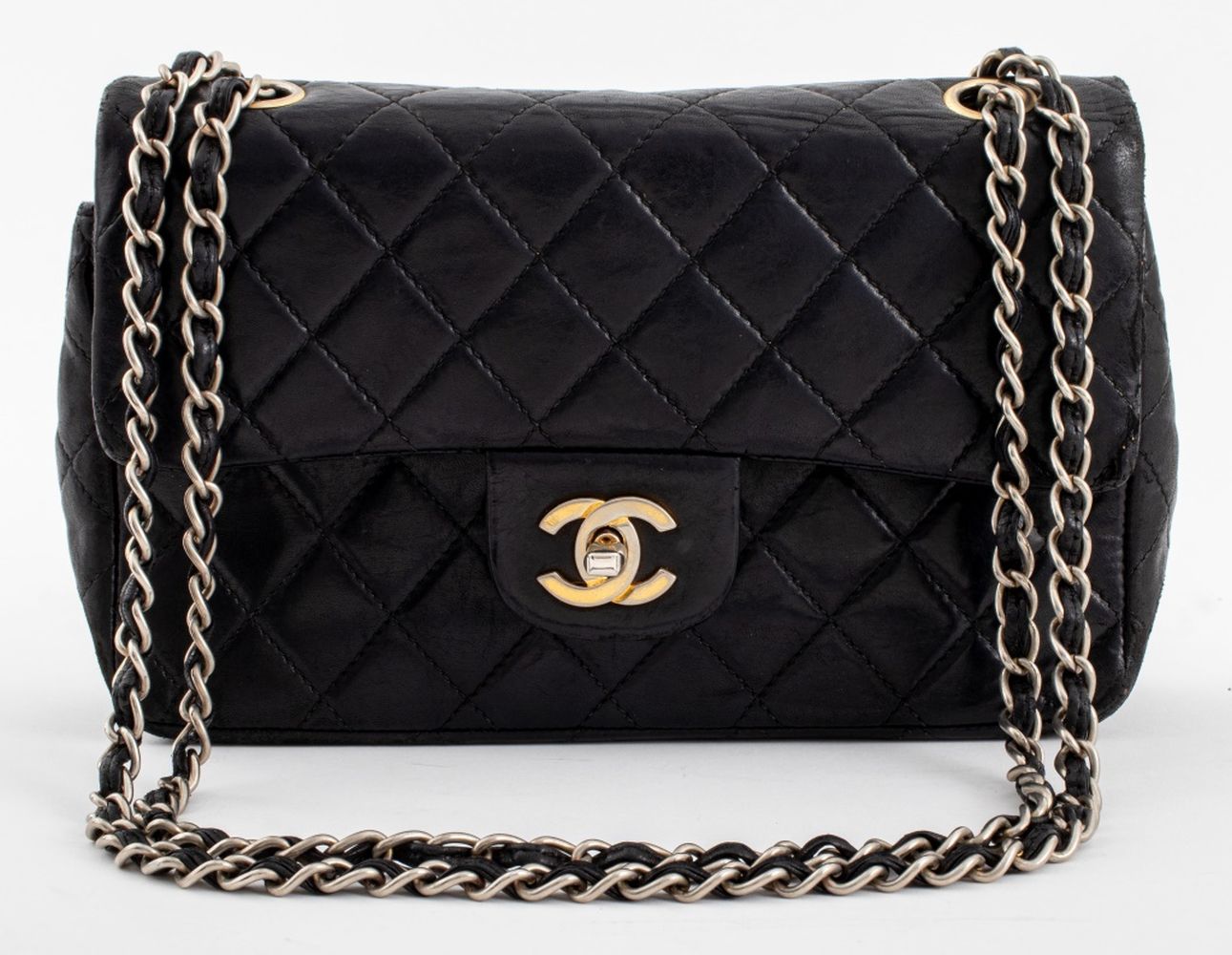 CHANEL QUILTED BLACK LEATHER