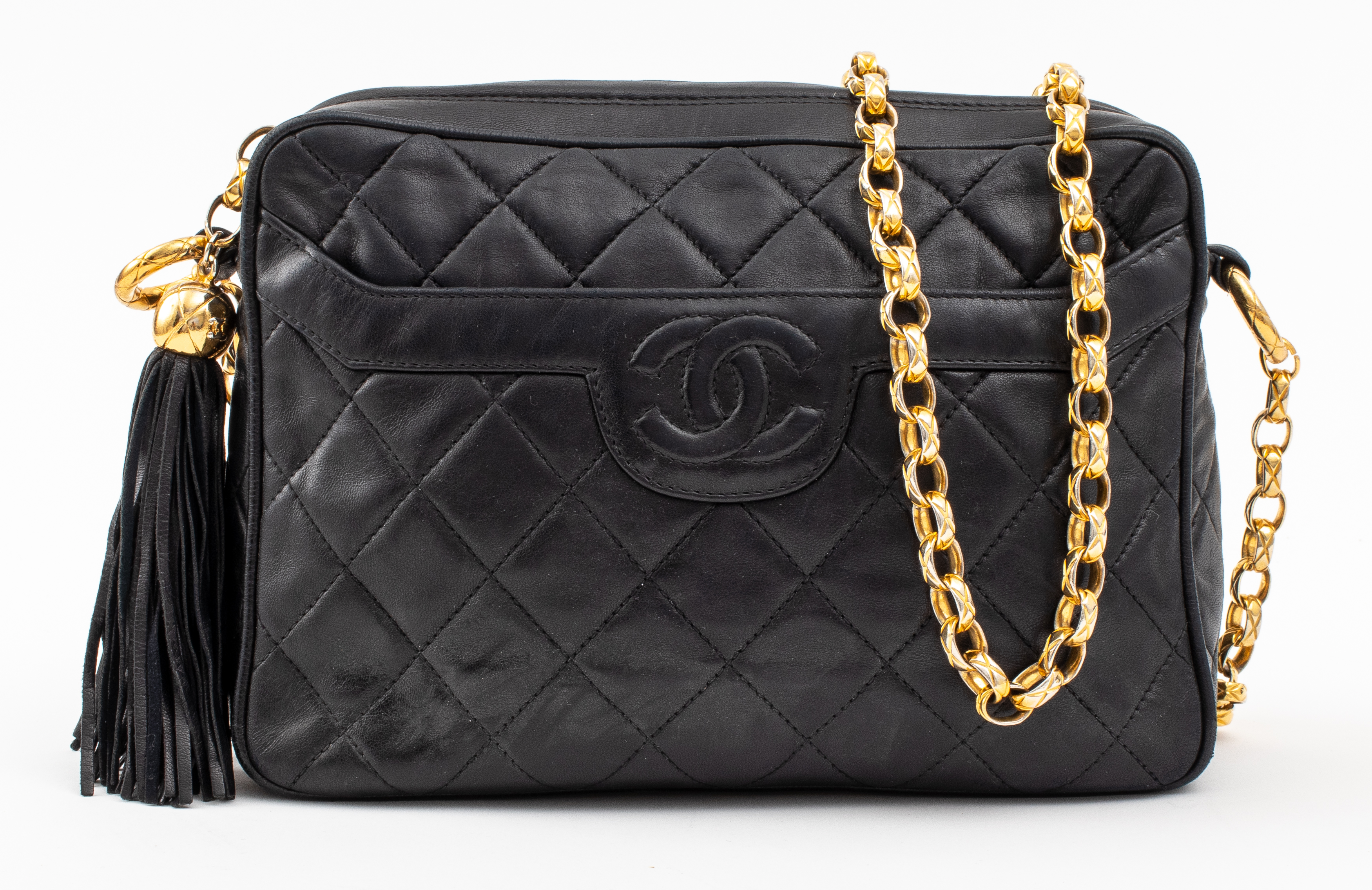 CHANEL QUILTED BLACK LEATHER