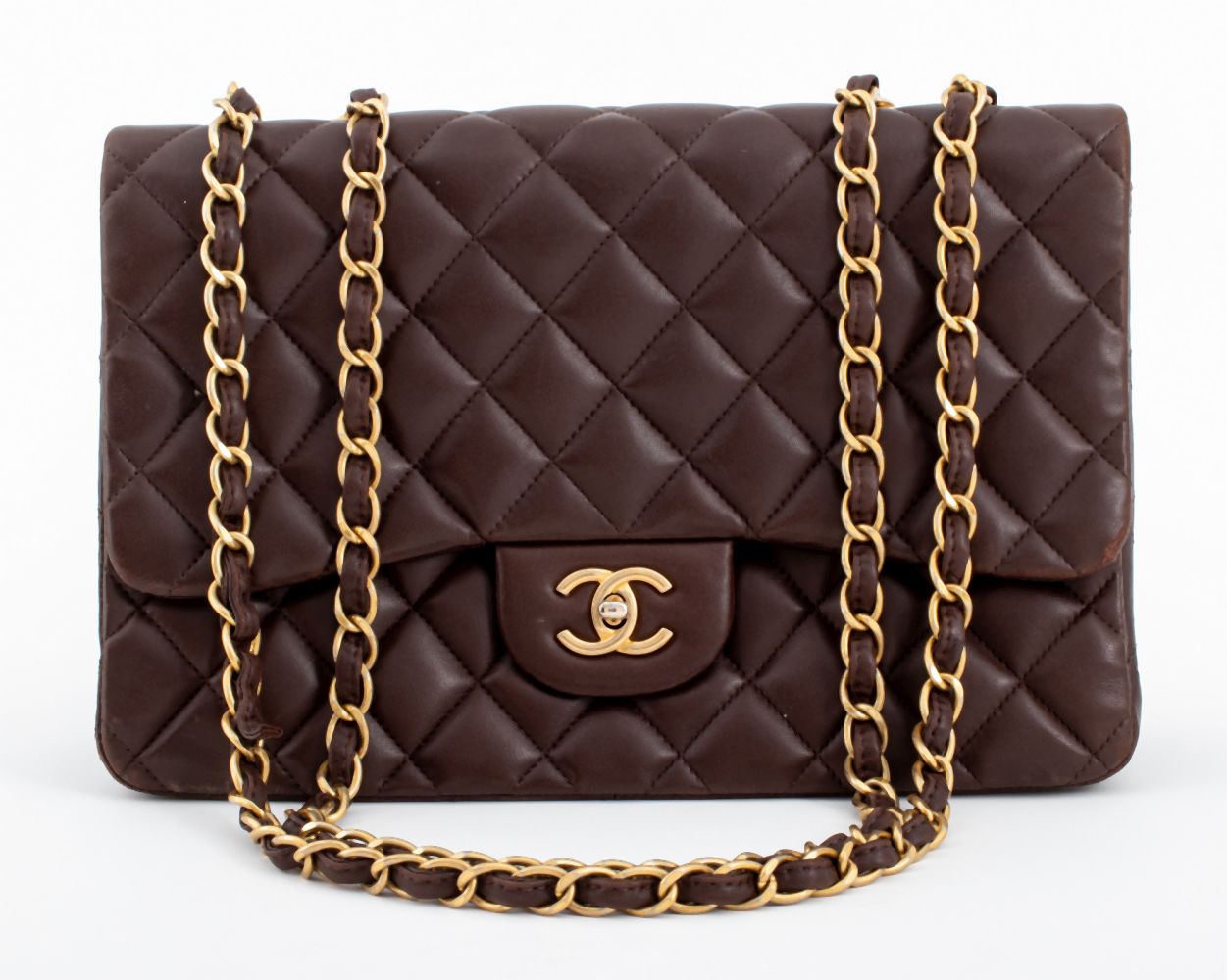 CHANEL QUILTED BROWN LAMBSKIN FRONT