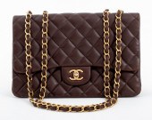 CHANEL QUILTED BROWN LAMBSKIN