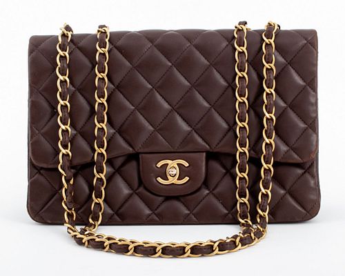 CHANEL QUILTED BROWN LAMBSKIN FRONT
