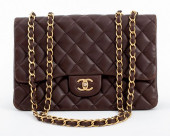 CHANEL QUILTED BROWN LAMBSKIN