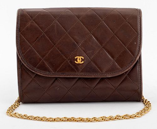 CHANEL QUILTED BROWN LEATHER