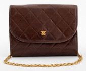 CHANEL QUILTED BROWN LEATHER F