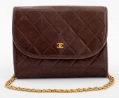 CHANEL QUILTED BROWN LEATHER F