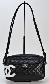 CHANEL QUILTED CC BLACK LEATHE