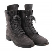 Chanel quilted grey  combat bo