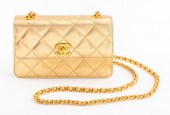 CHANEL QUILTED METALLIC GOLD L