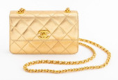 CHANEL QUILTED METALLIC GOLD L