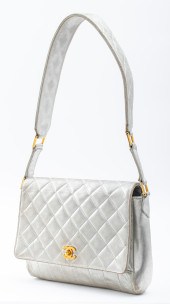 CHANEL QUILTED METALLIC SILVER