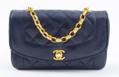 CHANEL QUILTED NAVY BLUE LEATH