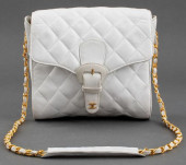 CHANEL QUILTED WHITE LEATHER H