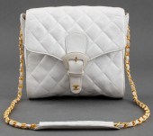 CHANEL QUILTED WHITE LEATHER H