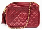 CHANEL RED QUILTED LEATHER CAM