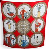 CHANEL 'RUE CAMBON' RED SILK S