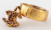 CHANEL RUNWAY GOLD-TONE RING,