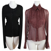 CHANEL SHEER BURGUNDY BLOUSE &