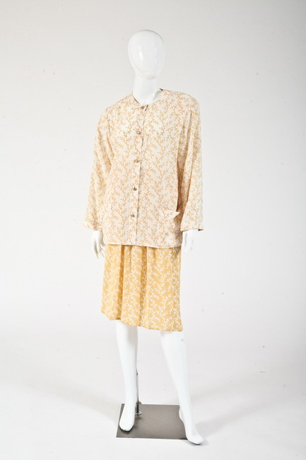 CHANEL SILK BLOUSE AND SKIRT.