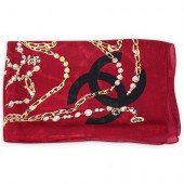 CHANEL SILK BURGUNDY SCARFDESC