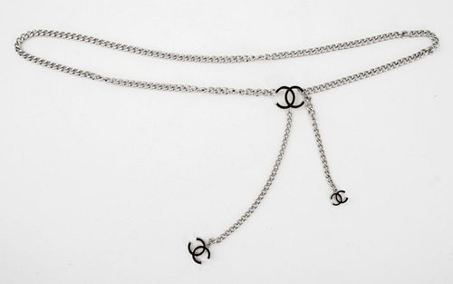 CHANEL SILVER-TONE CHAIN LINK BELT,