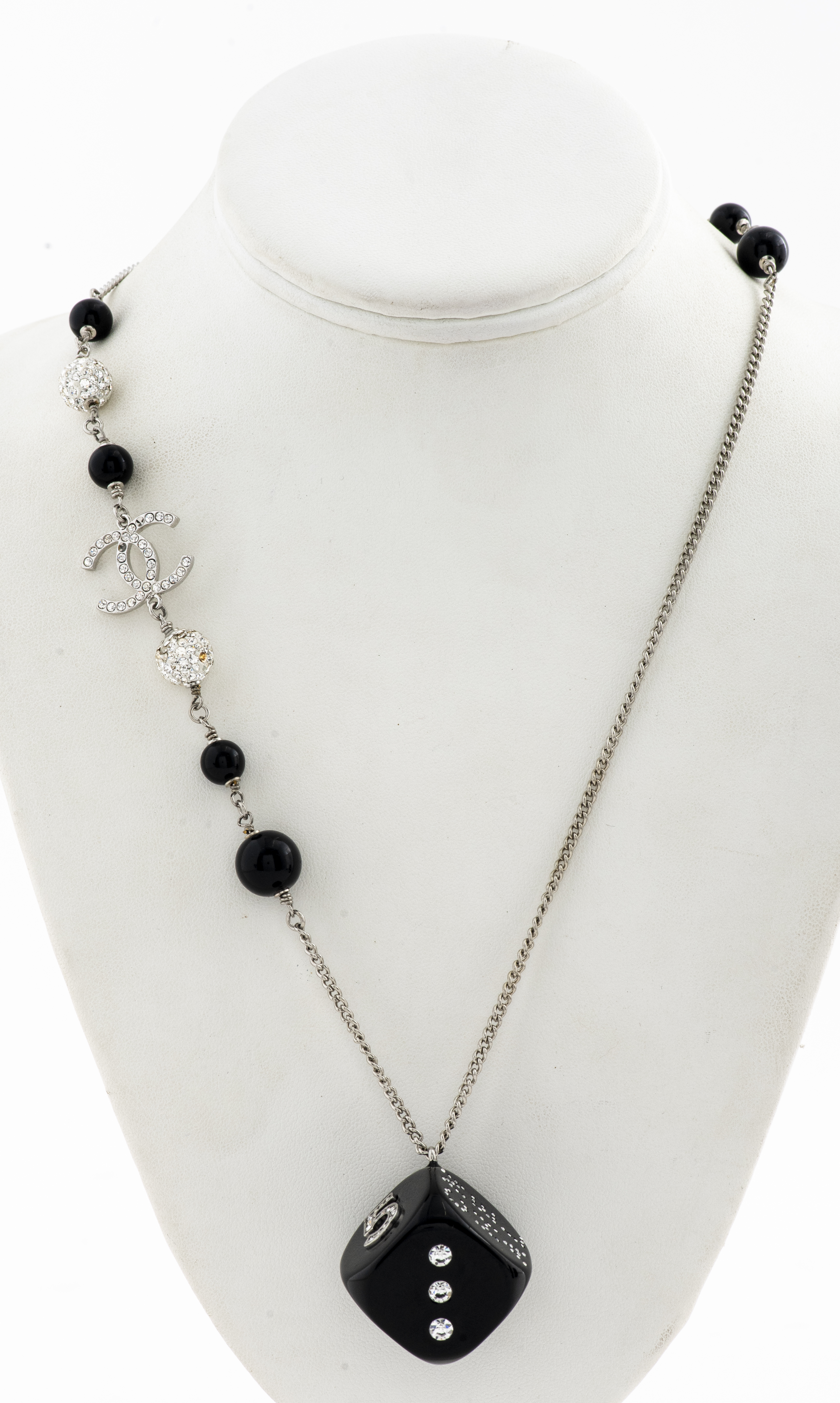 CHANEL SILVER-TONE & RHINESTONE