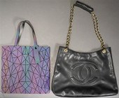 CHANEL STYLE BLACK LEATHER PUR