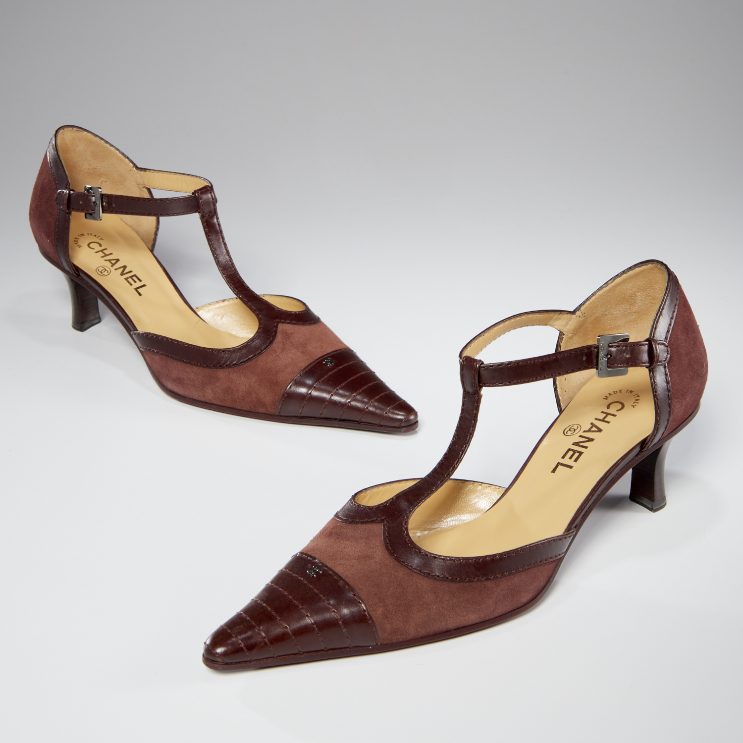 CHANEL SUEDE & LEATHER OPEN SHOES