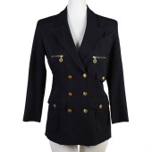 CHANEL VINTAGE BLACK SILK DOUB