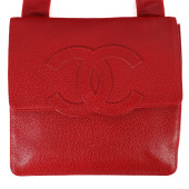 CHANEL VINTAGE RED CAVIAR LEAT