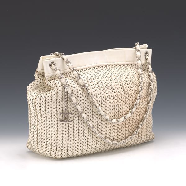 CHANEL WHITE CAVIAR LEATHER CHARM