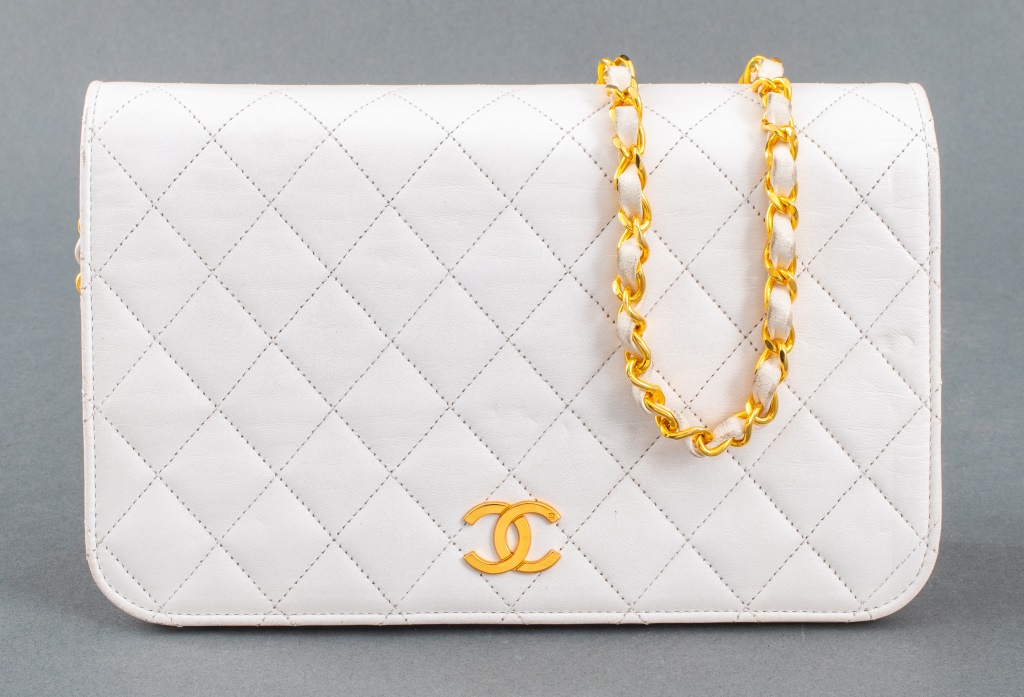 CHANEL WHITE QUILTED LEATHER FULL