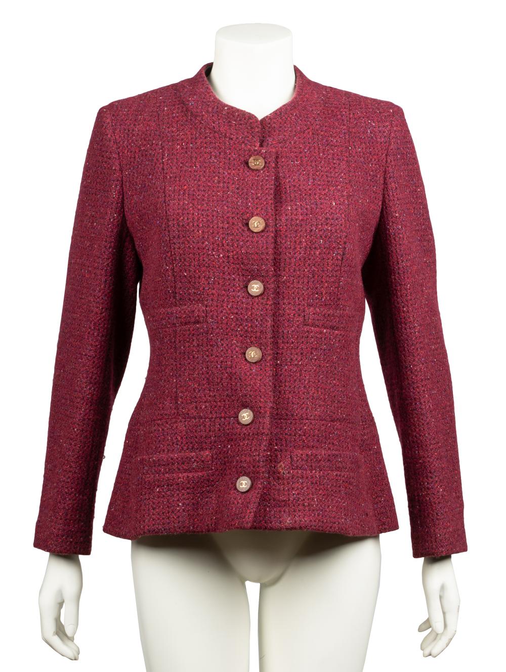 CHANEL WOOL JACKETplum-colored
