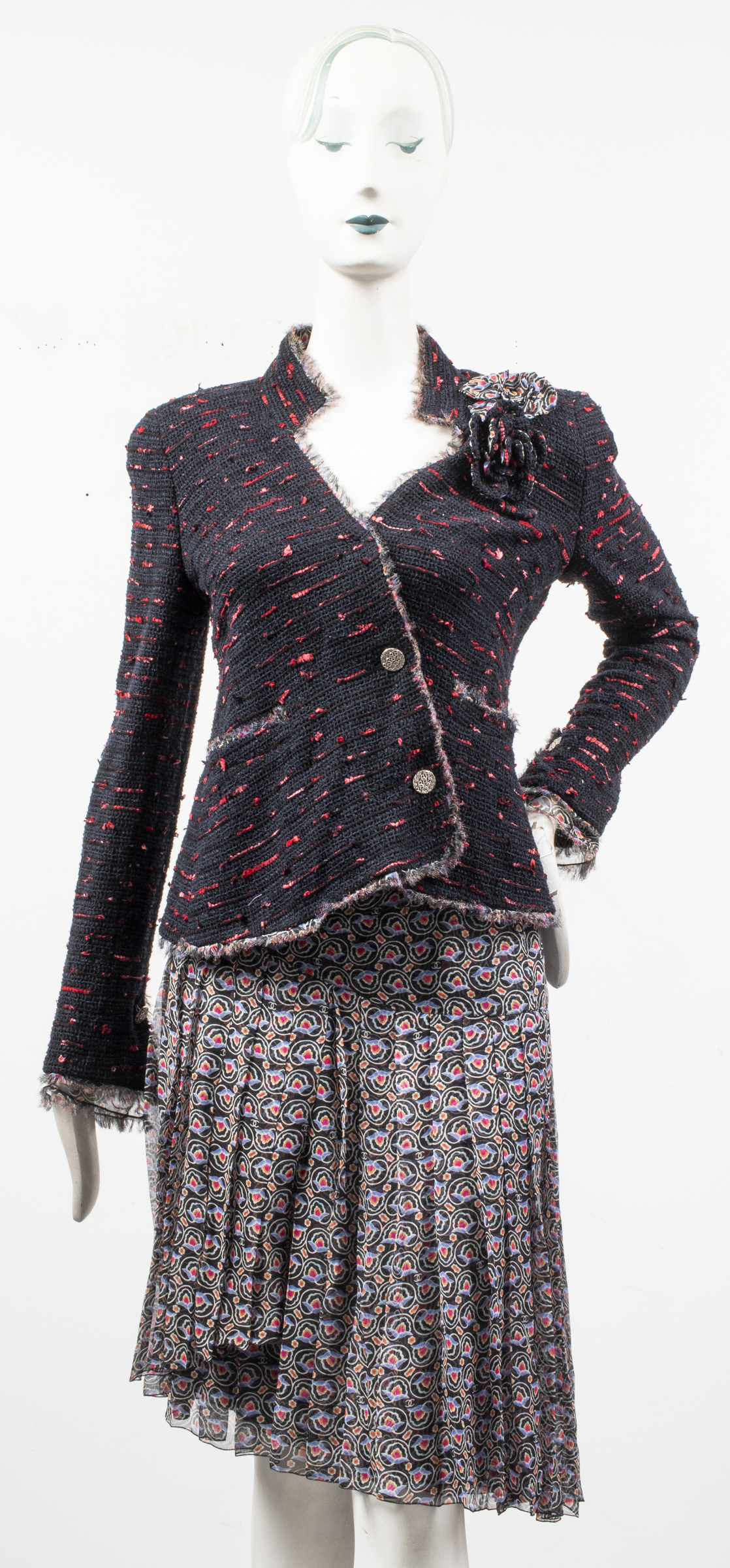 CHANEL WOOL & SILK SKIRT SUIT
