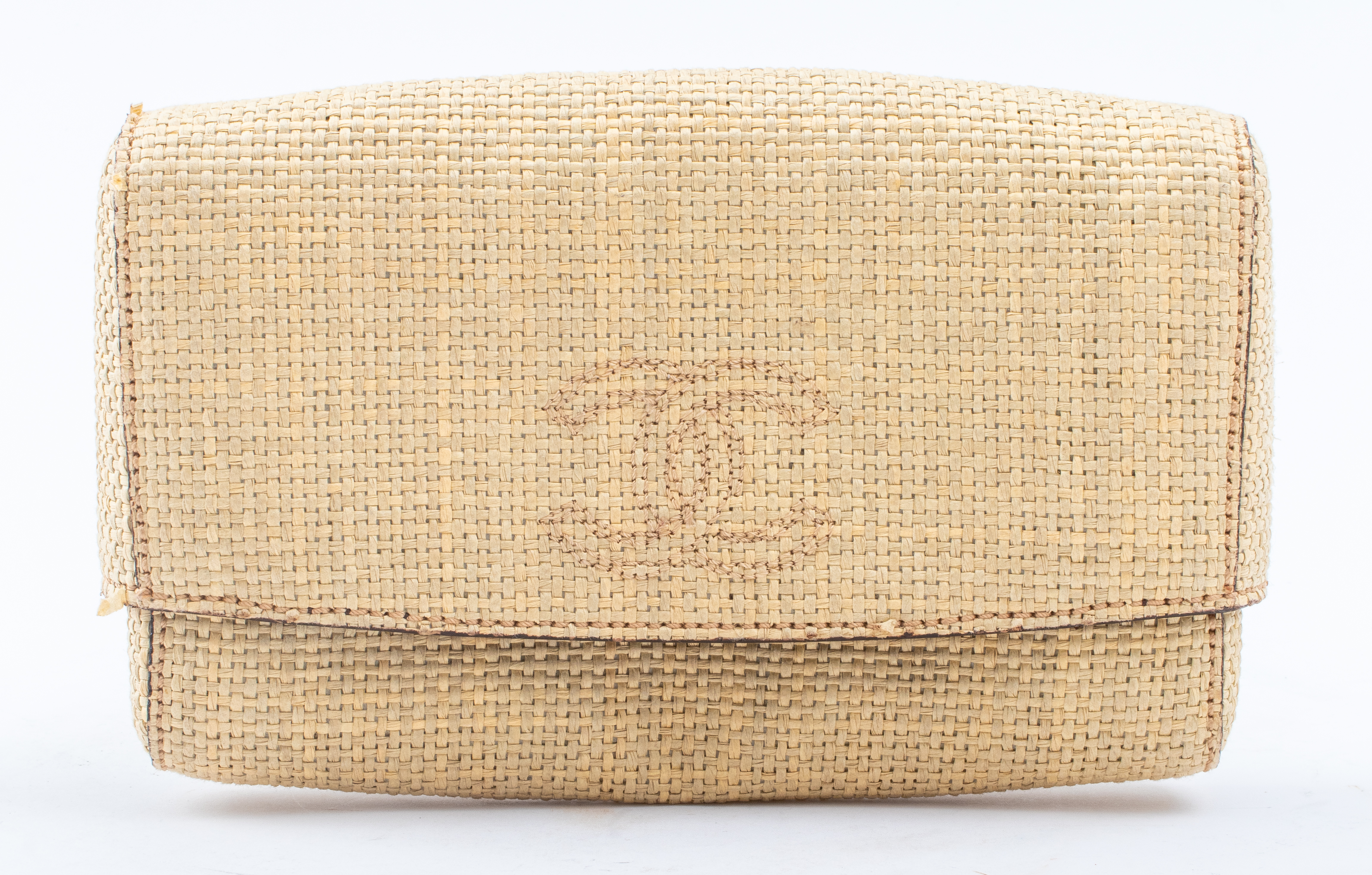 CHANEL WOVEN CANE & BROWN LEATHER