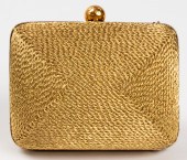 CHANEL WOVEN GOLD-TONE MINAUDI