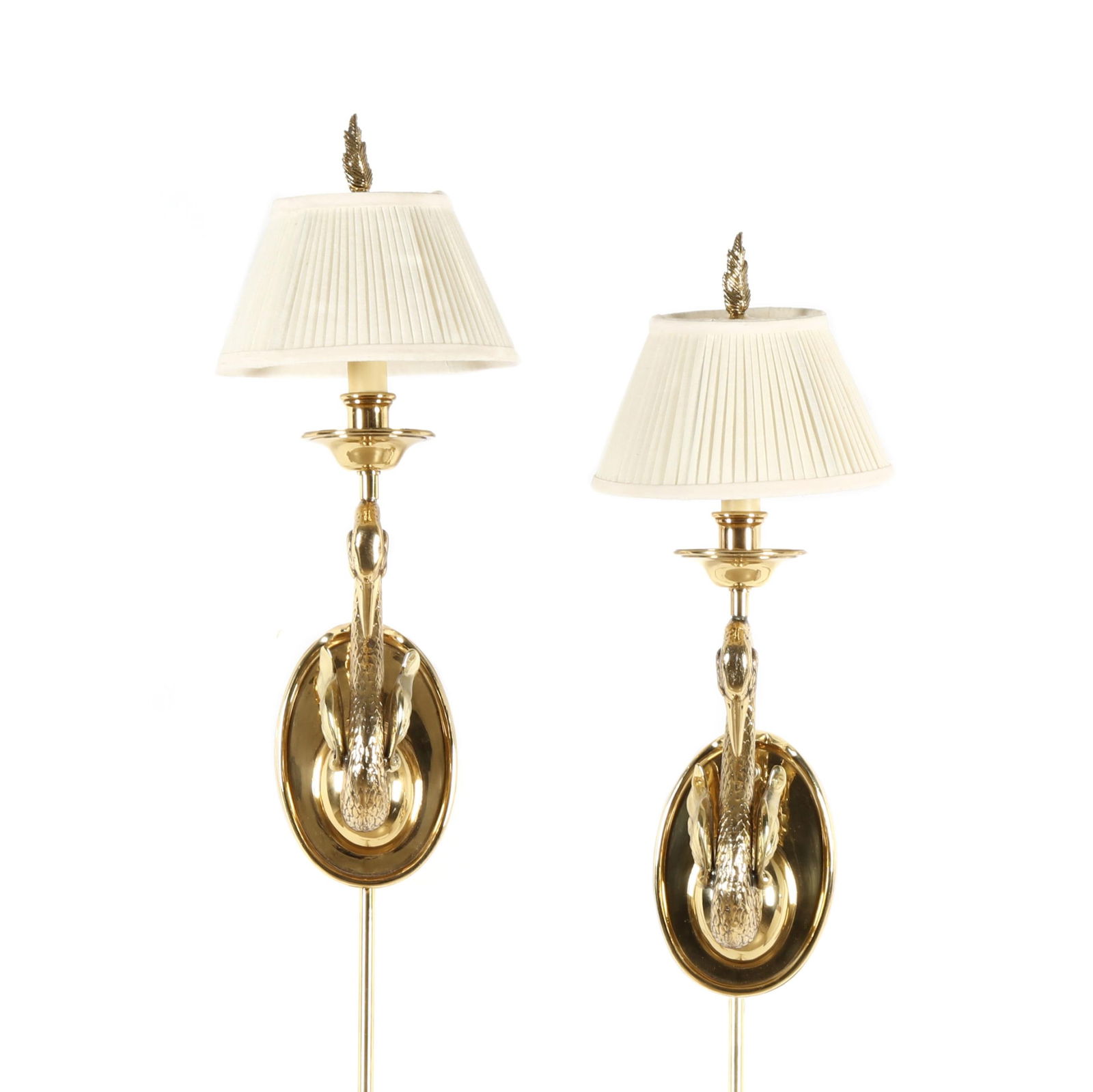 CHAPMAN, PAIR OF BRASS SWAN