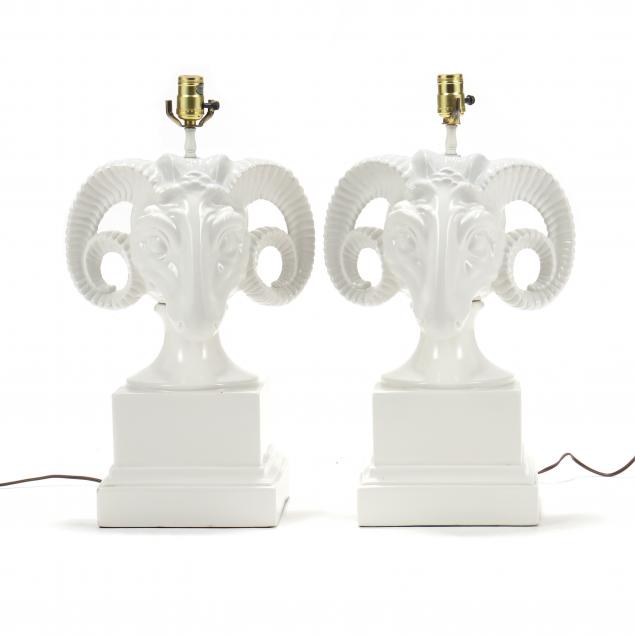 CHAPMAN, PAIR OF CERAMIC RAM'S HEAD