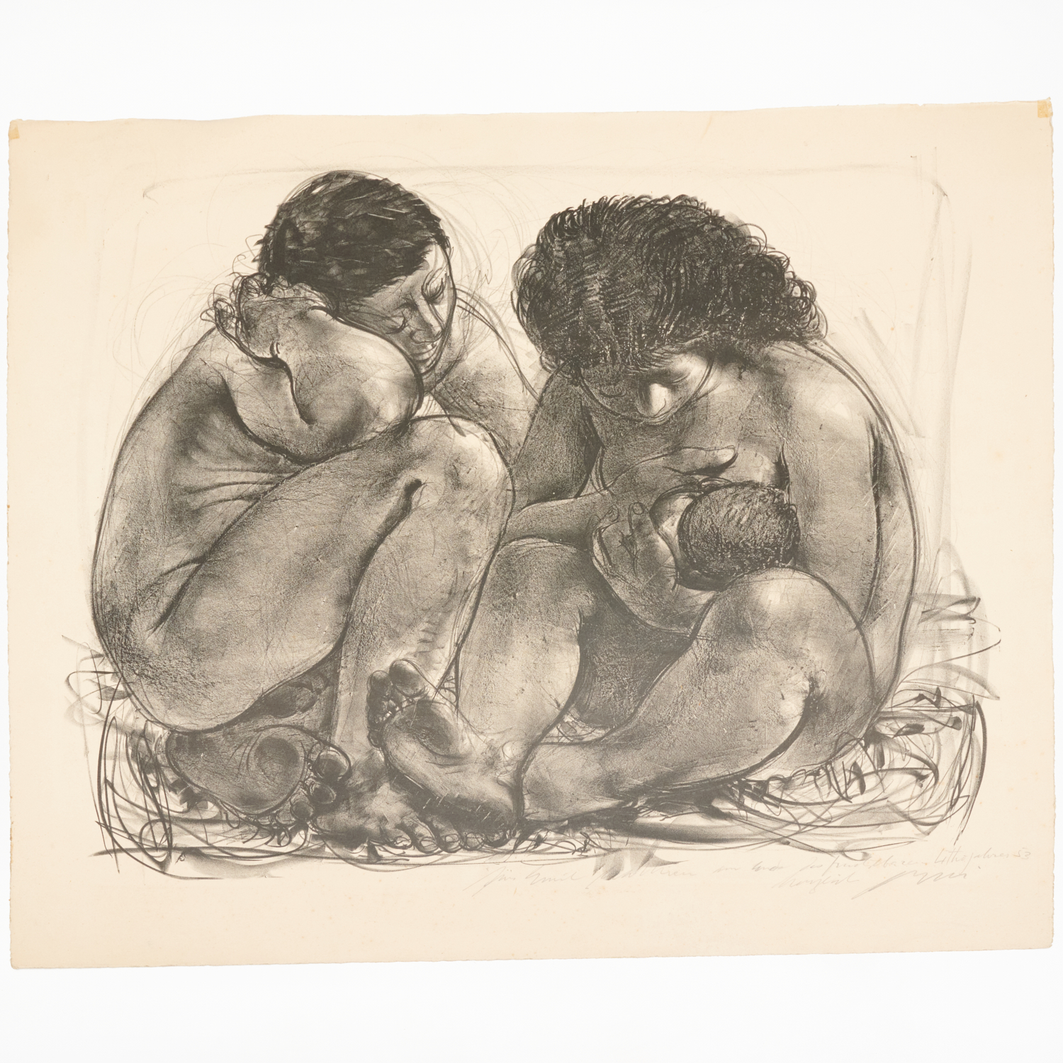 CHARCOAL DRAWING LITHOGRAPH German,