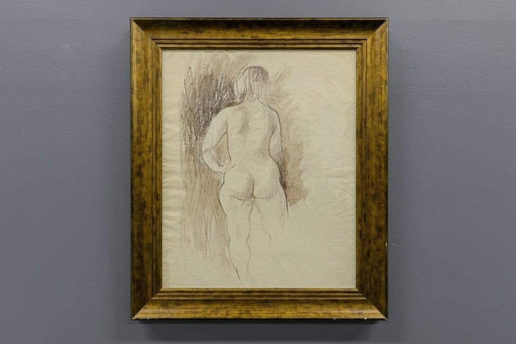 Charcoal nude of a woman unsigned